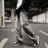 Men Jeans Oldschool Ripped Jeans Men's Summer Loose Straight P Pants